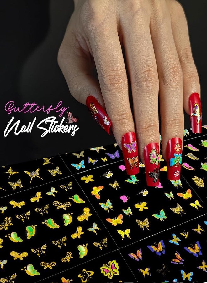ABOLINE 60 Sheets Nail Stickers for Nail Art, Self Adhesive Nail Decals with Flower, Gold and Butterfly Nail Art Stickers, Nail Design Accessories for Kids and Women - Image 3